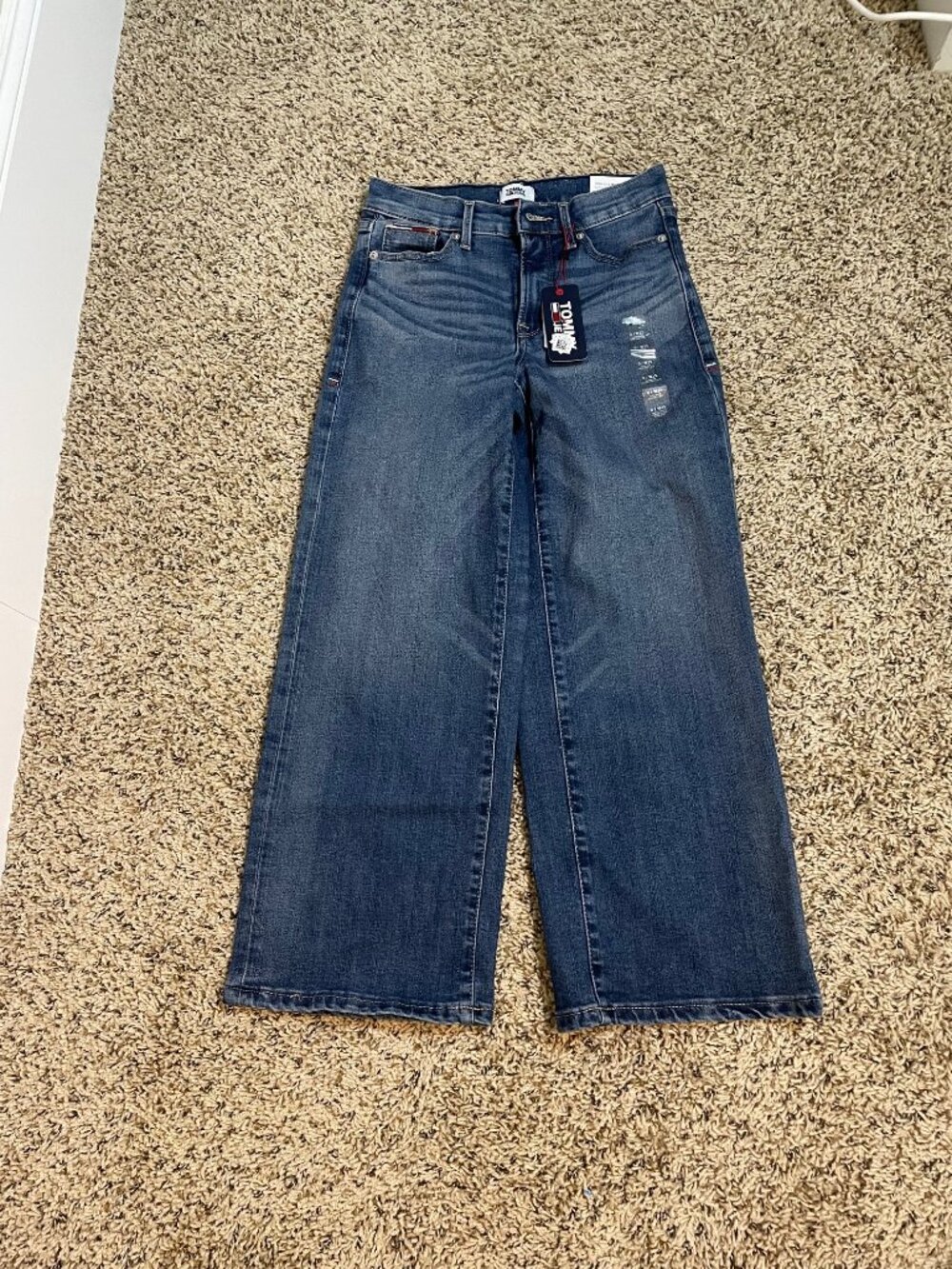 NWT Womens Baggy Wide Leg Tommy Hilfiger Jeans Size 0 waist 25 Rise